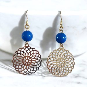 pendantes-bleu-cobalt-rosace