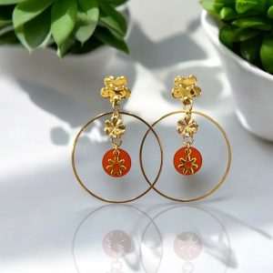 clous-doreilles-fleurs-cercle-orange