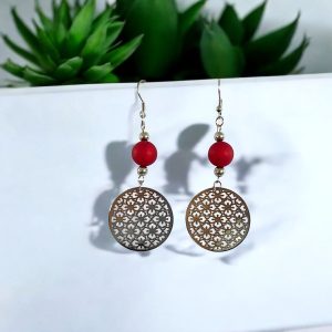 pendantes-rouge-argent-rosace